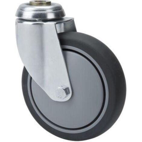 rueda giratora agujero m12 20m100cp-pgaisb goma gris eje bolas
