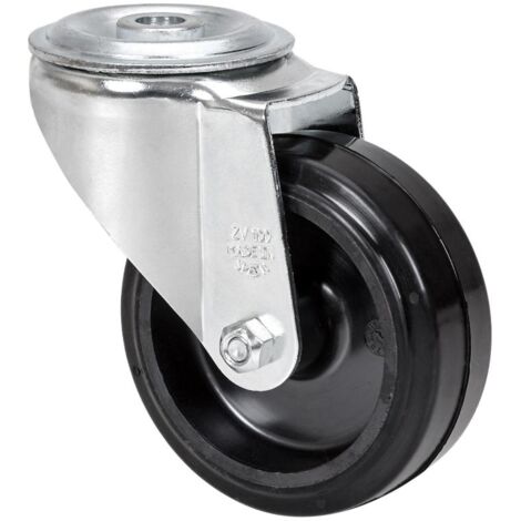 rueda giratora agujero m12 20zv100-thg goma negra tecnopolimero eje liso