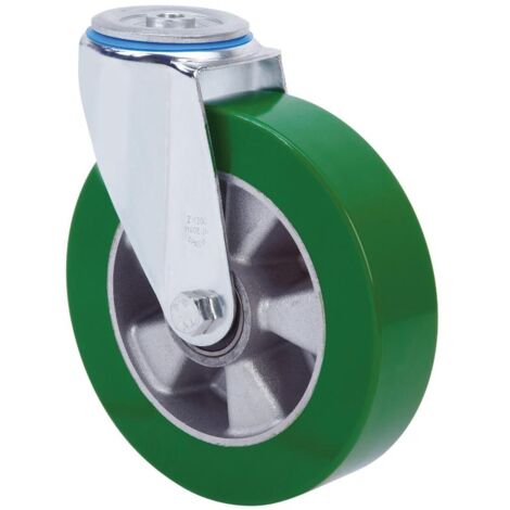 rueda giratora agujero m12 20zv160-augb aluminio-poliur.verde eje bolas