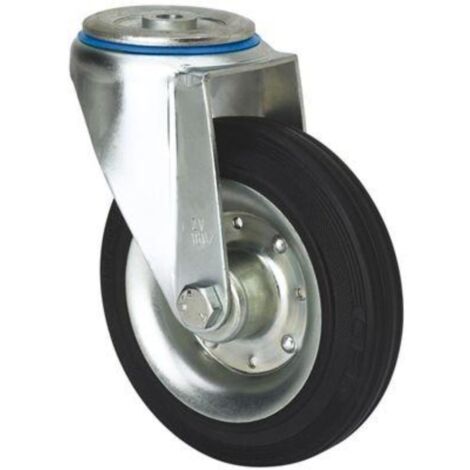 rueda giratora agujero m12 20zv160-bsr metalico-goma negra eje rodillos