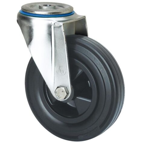 rueda giratora agujero m12 20zv160-psn poliamix-goma negra eje liso
