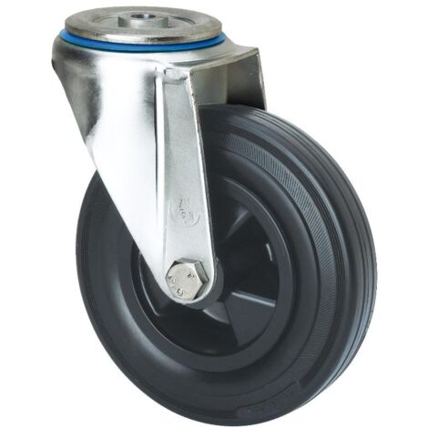 rueda giratora agujero m12 20zv160-psr poliamix-goma negra eje rodillos