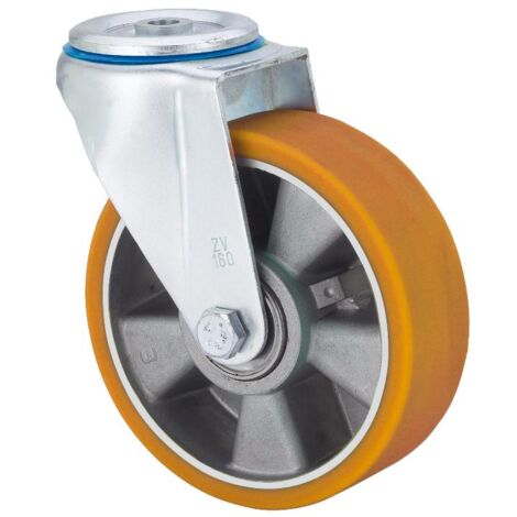 rueda giratora agujero m12 20zv200-aub aluminio-poliur.naranja eje bolas