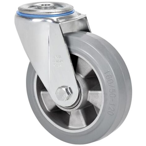 rueda giratora agujero m12 20zv200-degb aluminio-goma gris elastica eje bolas