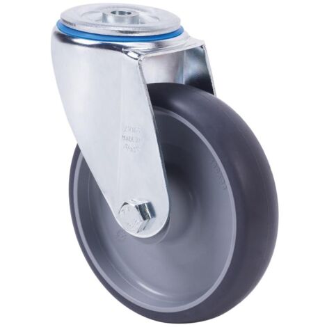 rueda giratora agujero m12 20zv200-pgzn poliamix-goma gris inyect.eje liso