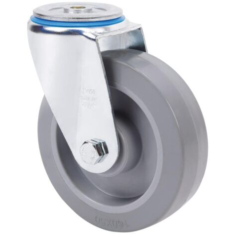 rueda giratora agujero m12 20zvl100-pgr goma elastica gris eje rodillos