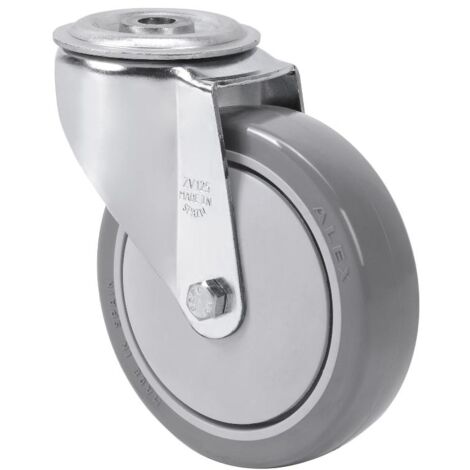 rueda giratora agujero m12 20zvl125cp-pgaisb goma gris eje bolas