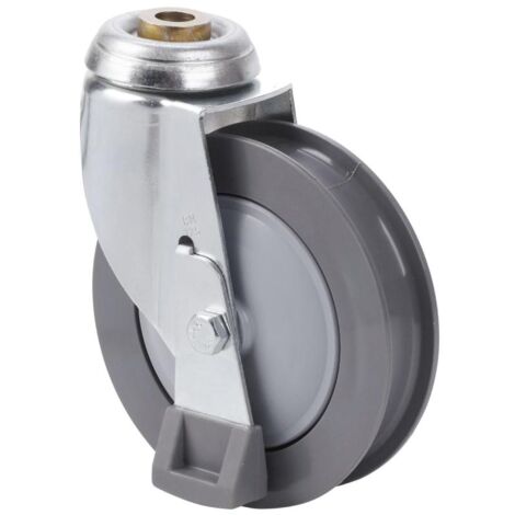 rueda giratora agujero m12 c/patas 20mm125-meb poliur.gris acanalada bolas