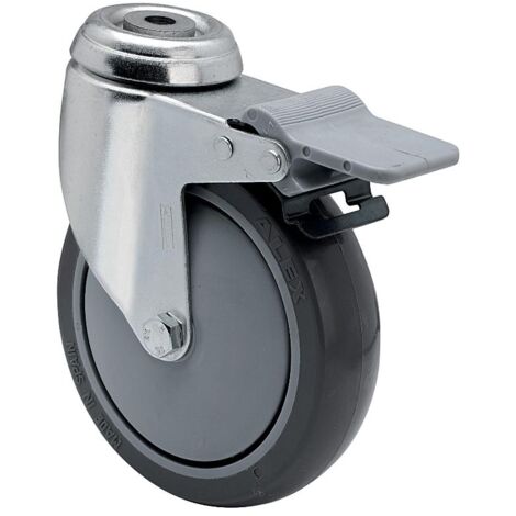 rueda giratora agujero m12 freno 20bhafd100cp-pgaisb goma gris eje bolas