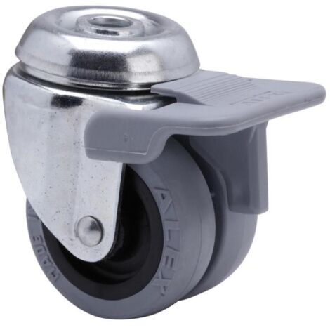 rueda giratora agujero m12 freno 20ifnr50-pgi poliamix-goma gris (doble) liso