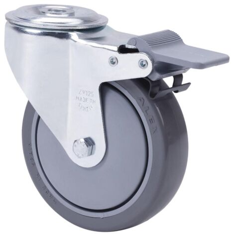rueda giratora agujero m12 freno 20zvfd125cp-puisb polip.-poliur.gris bolas