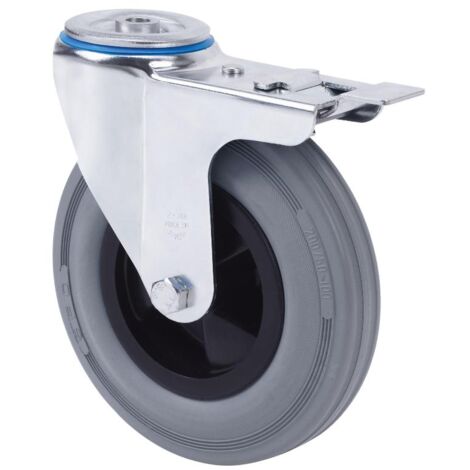 rueda giratora agujero m12 freno 20zvfd160-psr poliamix-goma gris rodillos