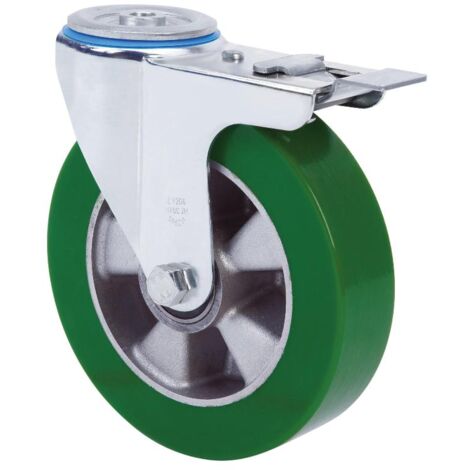 rueda giratora agujero m12 freno 20zvfd200-augb aluminio-poliur.verde bolas