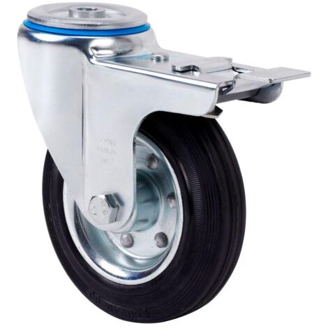 rueda giratora agujero m12 freno 20zvlfd100-bsr metalico-goma negra rodillos