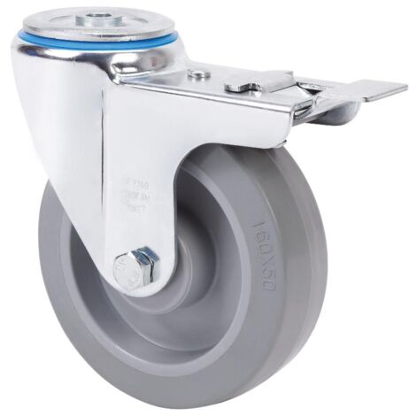 rueda giratora agujero m12 freno 20zvlfd80-pgr goma elastica gris rodillos