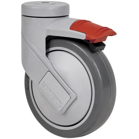 rueda giratora agujero m12 freno 21hcfd125cp-pgaisb goma gris eje bolas