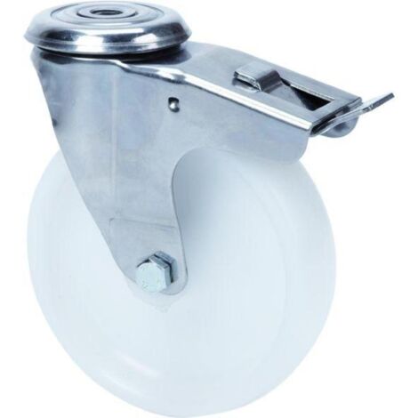 rueda giratora agujero m12 freno inox.20zlifd80-ut poliamix blanco eje liso