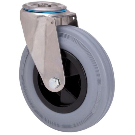 rueda giratora agujero m12 inox.20zvi200-psn poliamix-goma gris eje liso