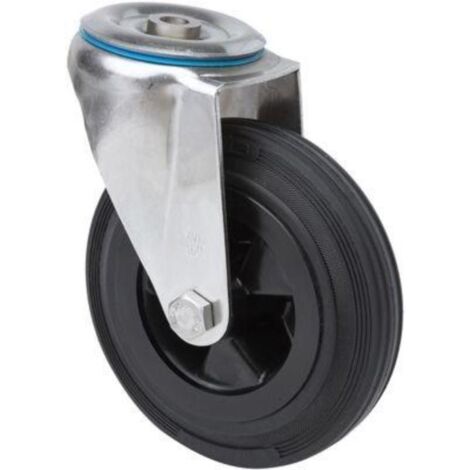 rueda giratora agujero m12 inox.20zvli100-psn poliamix-goma negra eje liso