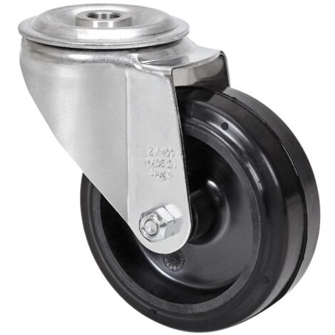 rueda giratora agujero m12 inox.20zvli100-thg goma negra tecnopolimero liso