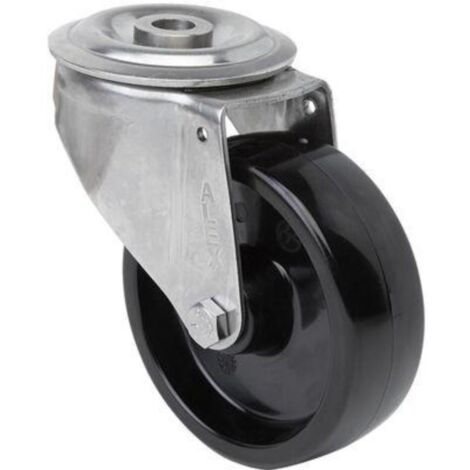 rueda giratora agujero m12 inox.20zvli100-tt resina negra eje liso