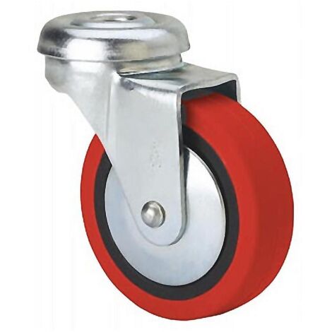 rueda giratora agujero m8 21bsr40-ppi poliamix-poliur.rojo eje liso