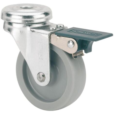 rueda giratora agujero m8 freno 602-040-5 poliamix gris eje liso