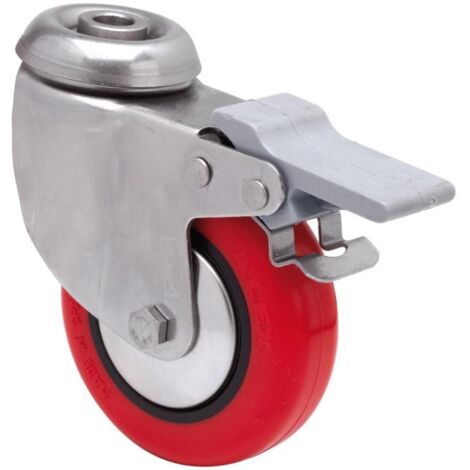 rueda giratora aguj.m10 freno inox.20bhifd100cp-ppi poliamix-poliur.rojo liso