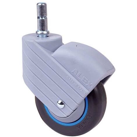 rueda giratora espiga lisa m11x30 azul 30hp80cp-pgi poliamix-goma negra liso