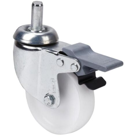 rueda giratora espiga lisa m12x30 freno 33bhfd60-bp plastico blanco eje liso