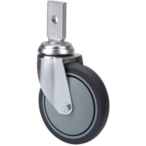 rueda giratora espiga plana 32bm125cp-pgaisb goma gris eje bolas