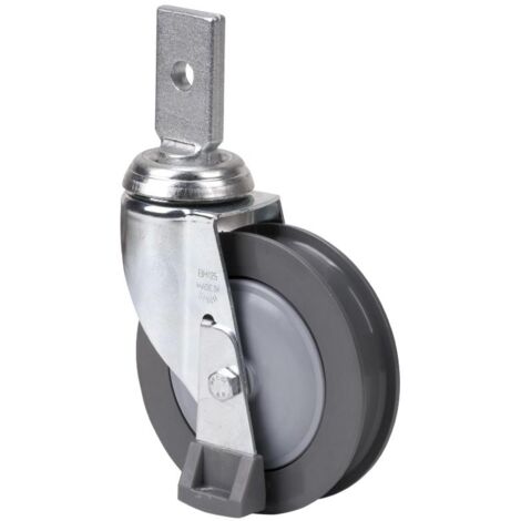 rueda giratora espiga plana c/patas 32mm125-meb poliur.gris acanalada bolas