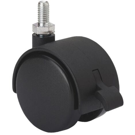 rueda giratora espiga roscada m10x15 freno 420-050-72 nylon negro eje liso