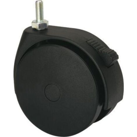 rueda giratora espiga roscada m10x25 freno 50dkgf80 poliamix negro