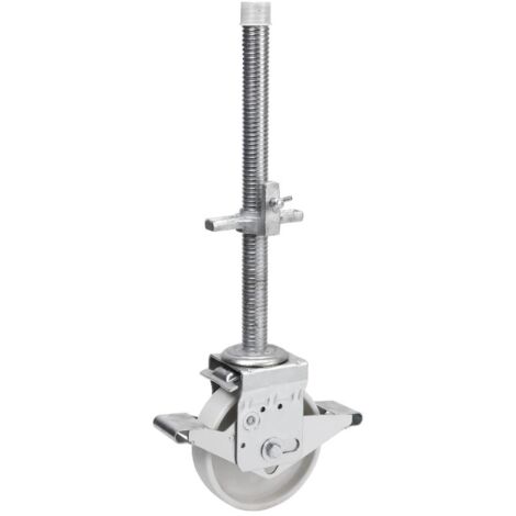rueda giratora espiga roscada m40x500 fr.50tcfd200-tn nylon blanco eje liso