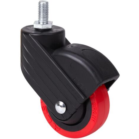 rueda giratora espiga rosc.m8x15 negra 50hp50cp-ppi poliamix-poliur.rojo liso