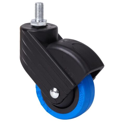 rueda giratora espiga rosc.m8x15 negra 50hp50cp-pua poliamix-poliur.azul liso