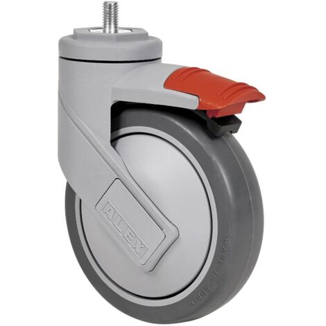 rueda giratora esp.rosc.m10x25 freno 50hcfd125cp-pgaisb goma gris eje bolas