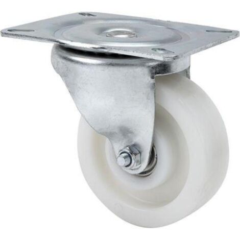 rueda giratora placa 10-61-60-ft nylon blanco extrafuerte eje liso