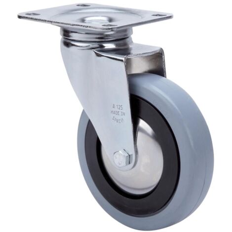 rueda giratora placa 10a100cp-pgasb poliamix-goma gris eje bolas