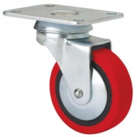 rueda giratora placa 10bsr30-ppi poliamix-poliur.rojo eje liso
