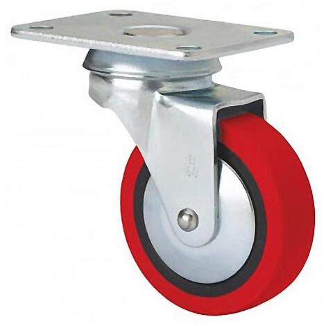 rueda giratora placa 10bsr40-ppi poliamix-poliur.rojo eje liso