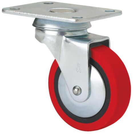 rueda giratora placa 10bsr50cp-ppi poliamix-poliur.rojo eje liso
