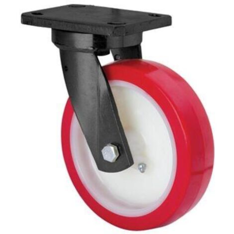 rueda giratora placa 10hlb150-pob nylon blanco-poliur.rojo eje bolas