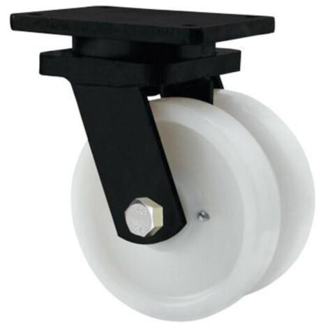 rueda giratora placa 10hlg250-ftb nylon blanco extrafuerte (doble) eje bolas