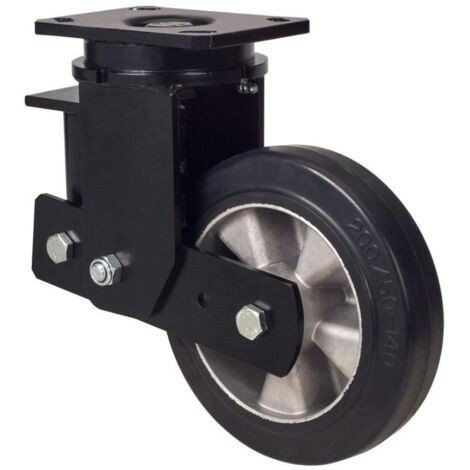 rueda giratora placa 10hlsb160-deb suspension goma negra elastica eje bolas
