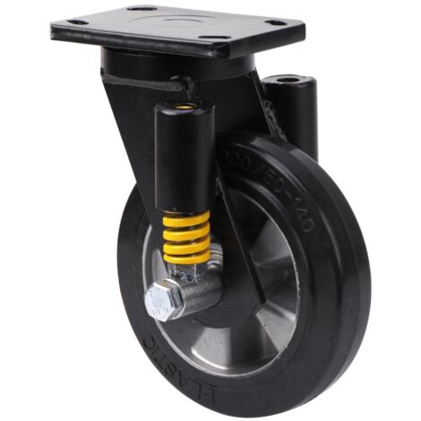 rueda giratora placa 10hlse200-deb suspension goma negra elastica eje bolas