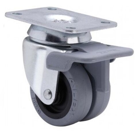 rueda giratora placa 10ibsr40-pgi poliamix-goma gris (doble) eje liso