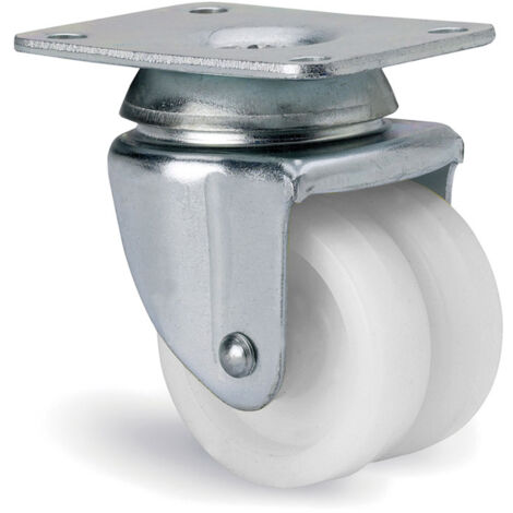 rueda giratora placa 10ir50-i plastico blanco(doble) eje liso