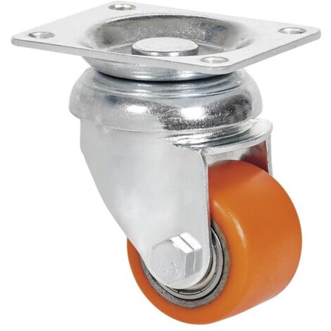 rueda giratora placa 10lp35-vnb hierro-poliur.vulcanizado naranja eje bolas